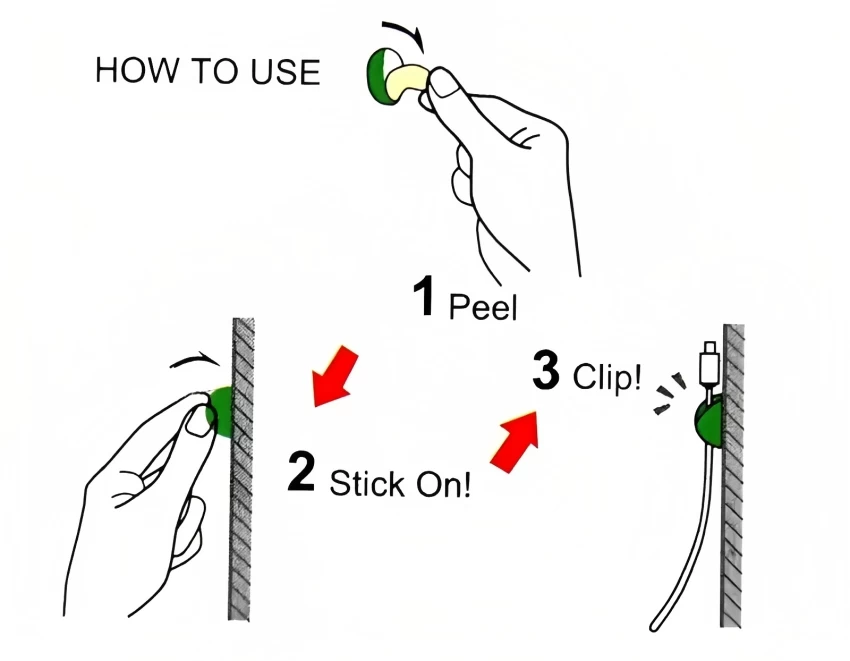 منظم الكابلات لاصق، 2 فتحة ، 6 قطع - متعدد الالوان